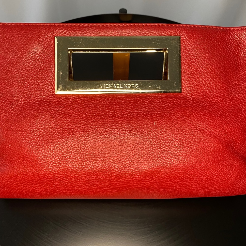 Michael Kora Red leather clutch